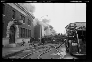 View of the Blinstrub's Village nightclub fire from South Boston Police Station 6