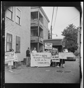 Protesters against the Boston Redevelopment Authority and the eviction of residences on North Harvard