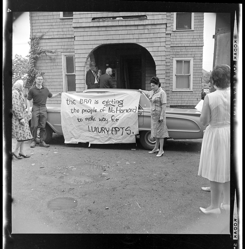 Protesters against the Boston Redevelopment Authority and the eviction of residences of North Harvard Street in Allston