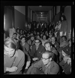 Student protesters in the halls of MIT