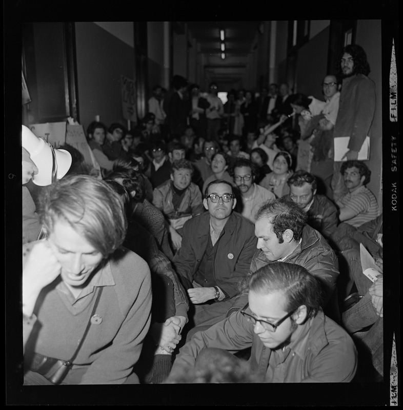 Student protesters in the halls of MIT