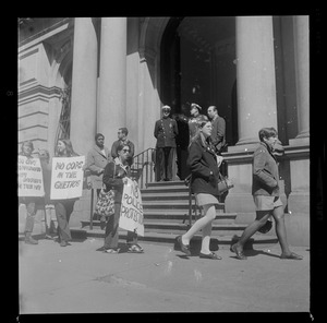 Picketers outside of City Hall