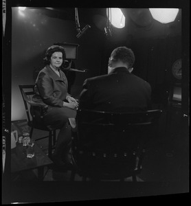Louise Day Hicks on set for an interview