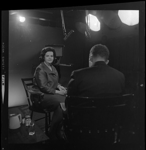 Louise Day Hicks on set for an interview