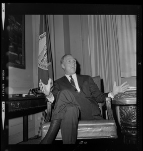 Mayor White during a press conference at Boston City Hall