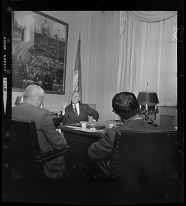 Mayor White during a press conference at Boston City Hall