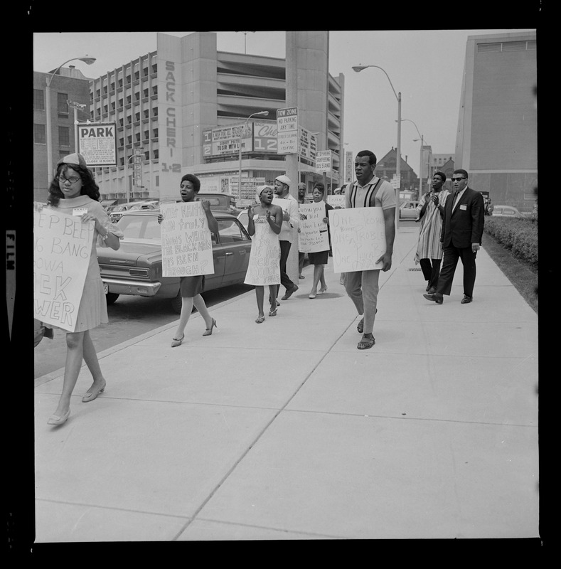 Philadelphia NAACP members picketing outside the 58th annual Boston convention