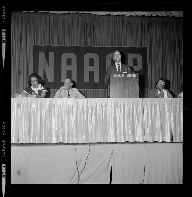 Man speaking at the 58th annual NAACP convention at the Sheraton-Boston Hotel