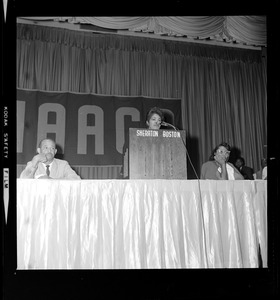 Woman speaking at the 58th annual NAACP convention at the Sheraton-Boston Hotel