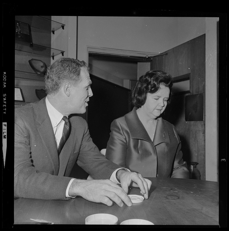 Sec. of State Kevin White, forefront, and Boston School Committee Woman Louise Day Hicks, are shown together for the first time since the Boston election