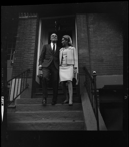Kevin and Kathryn White on the front steps of their home