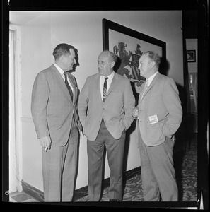 Leaders of three of Boston's four professional teams get together at the Hotel Somerset during a conference pertaining to the building of Boston's proposed stadium