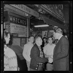 Evangelist Dr. Billy Graham meeting with fans on the streets of Boston