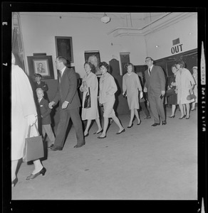 Spectators walking through the concourse of Boston Garden to hear evangelist Dr. Billy Graham