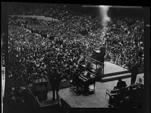 View of the filled Boston Garden during evangelist Dr. Billy Graham's crusade