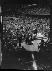 View of the filled Boston Garden during evangelist Dr. Billy Graham's crusade