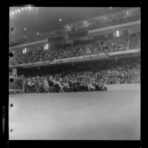 View of the crowd during evangelist Dr. Billy Graham's sermon