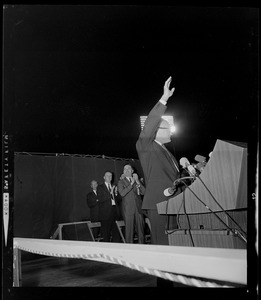 Presidential nominee Sen. Barry Goldwater waves to the crowd at Fenway Park