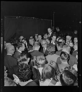 Presidential nominee Sen. Barry Goldwater in the middle of a crowd at the Republican rally in Fenway Park