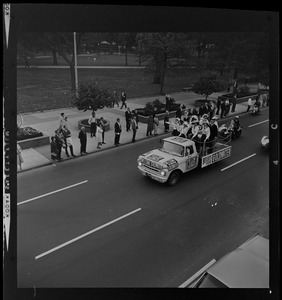 "Belles for Goldwater" truck in a motorcade