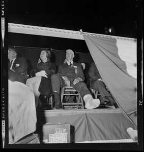 Peggy Goldwater, wife of Presidential nominee, and Senator Leverett Saltonstall at the Republican Rally in Fenway Park