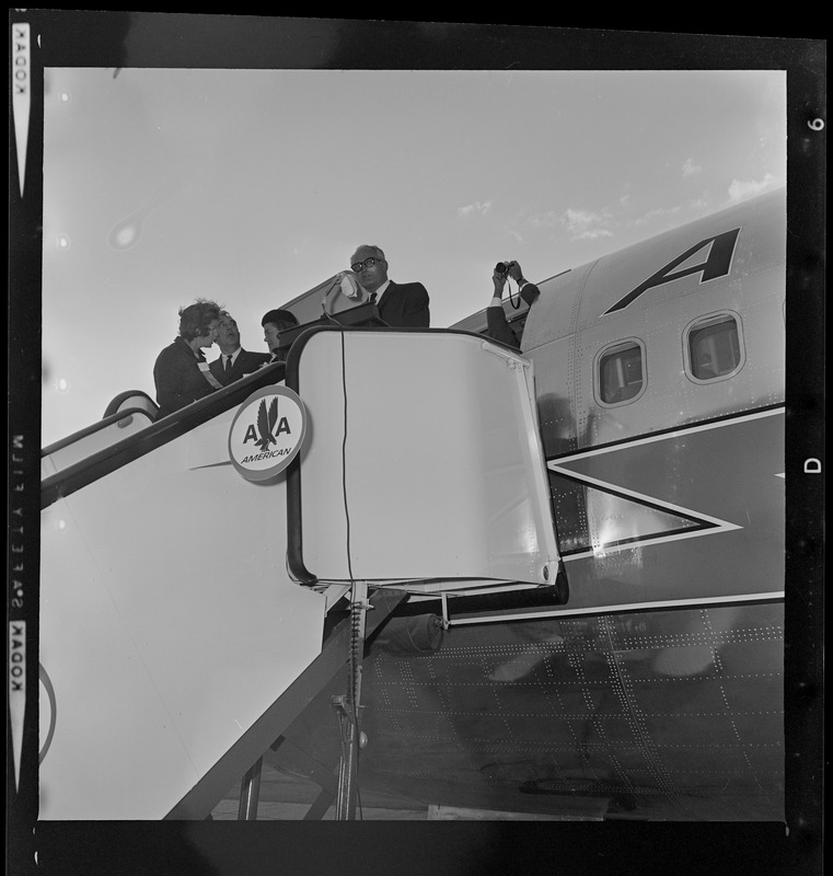 Presidential nominee Sen. Barry Goldwater arriving in Boston for a rally at Fenway Park