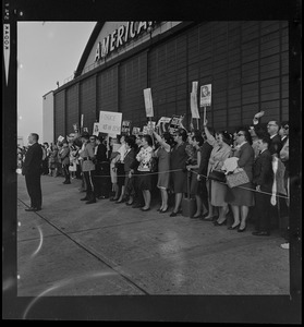 Crowds greeting Presidential nominee Sen. Barry Goldwater to Boston for a rally at Fenway Park