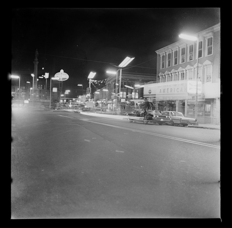 View of street and gas station