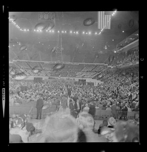 View from the back of the floor crowd, looking toward the stage where Dr. Billy Graham opened his 10-day "Crusade for Christ"