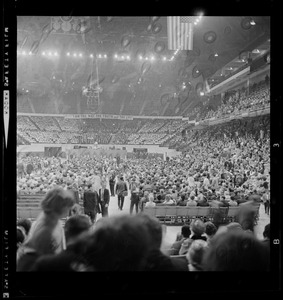 View from the back of the floor crowd, looking toward the stage where Dr. Billy Graham opened his 10-day "Crusade for Christ"