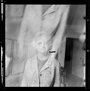 Mrs. Morrow Graham of Charlotte, N.C., mother of Evangelist Billy Graham, holds press conference at Statler Hotel