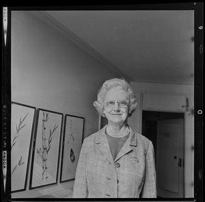 Mrs. Morrow Graham of Charlotte, N.C., mother of Evangelist Billy Graham, holds press conference at Statler Hotel