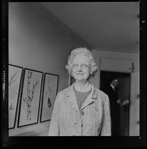 Mrs. Morrow Graham of Charlotte, N.C., mother of Evangelist Billy Graham, holds press conference at Statler Hotel