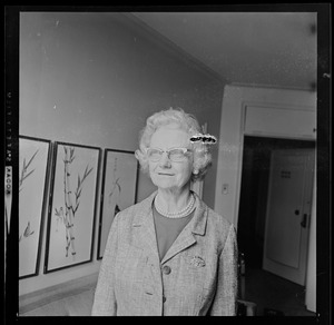 Mrs. Morrow Graham of Charlotte, N.C., mother of Evangelist Billy Graham, holds press conference at Statler Hotel