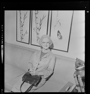 Mrs. Morrow Graham of Charlotte, N.C., mother of Evangelist Billy Graham, holds press conference at Statler Hotel