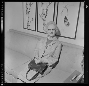 Mrs. Morrow Graham of Charlotte, N.C., mother of Evangelist Billy Graham, holds press conference at Statler Hotel