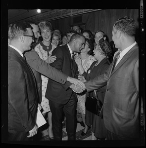 Former Lt. Gov. Francis Bellotti is surrounded by campaign supporters after his victory in the three way race for Democratic nomination for Attorney General