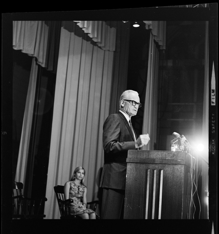 Former Presidential candidate Barry Goldwater speaking at Salem State College