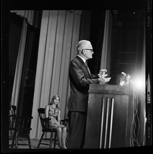 Former Presidential candidate Barry Goldwater speaking at Salem State College