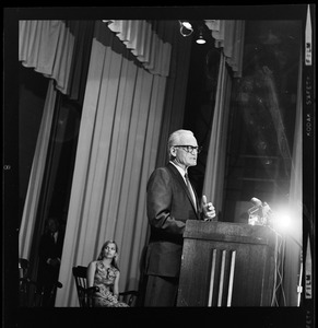 Former Presidential candidate Barry Goldwater speaking at Salem State College