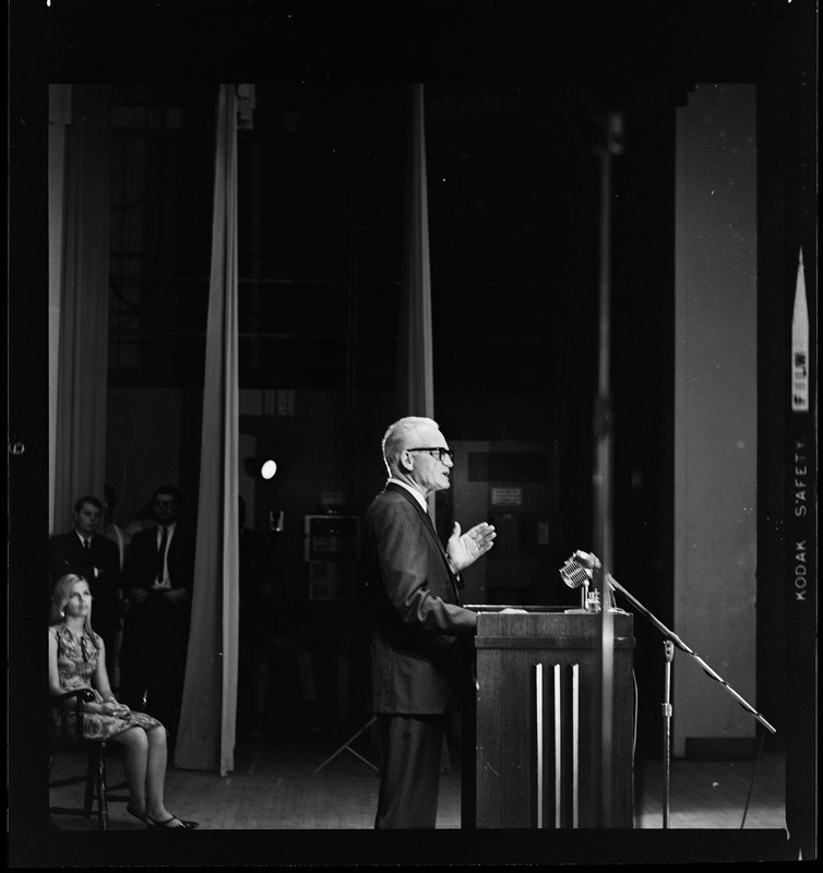 Former Presidential candidate Barry Goldwater speaking at Salem State College