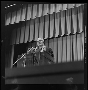 Former Presidential candidate Barry Goldwater speaking at Salem State College