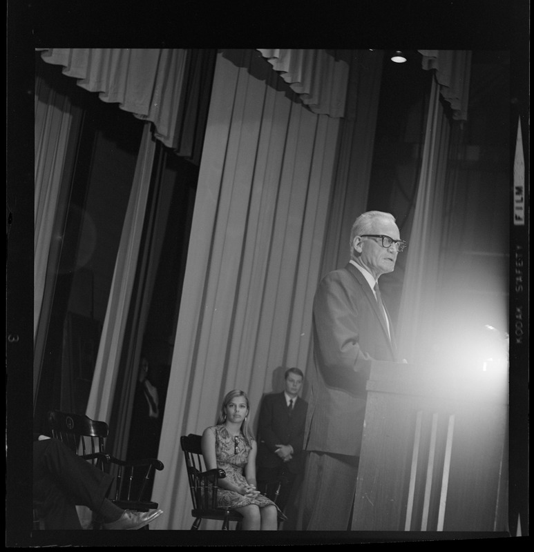 Former Presidential candidate Barry Goldwater speaking at Salem State College