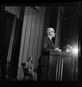 Former Presidential candidate Barry Goldwater speaking at Salem State College