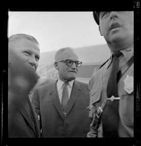 Senator Barry Goldwater with Governor Volpe, left, and a police escort