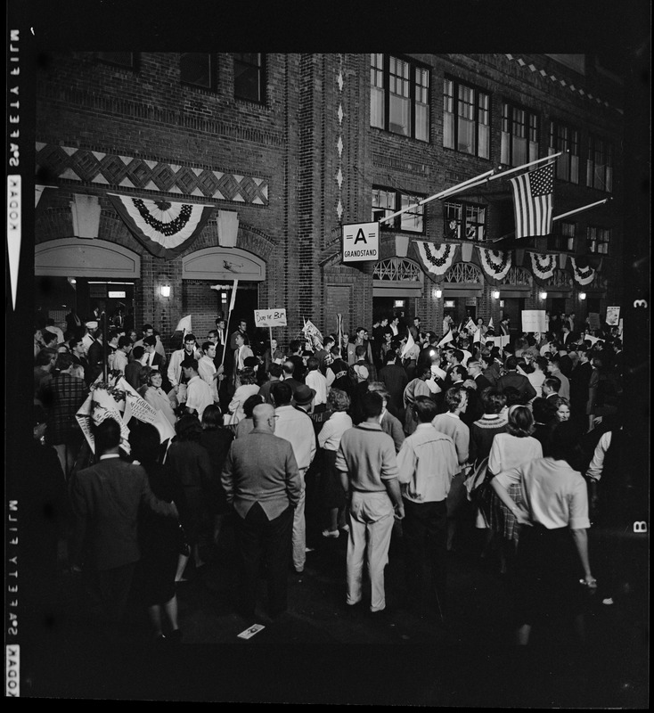 Crowds gathered outside of Grandstand A at Fenway Park for Sen. Barry Goldwater