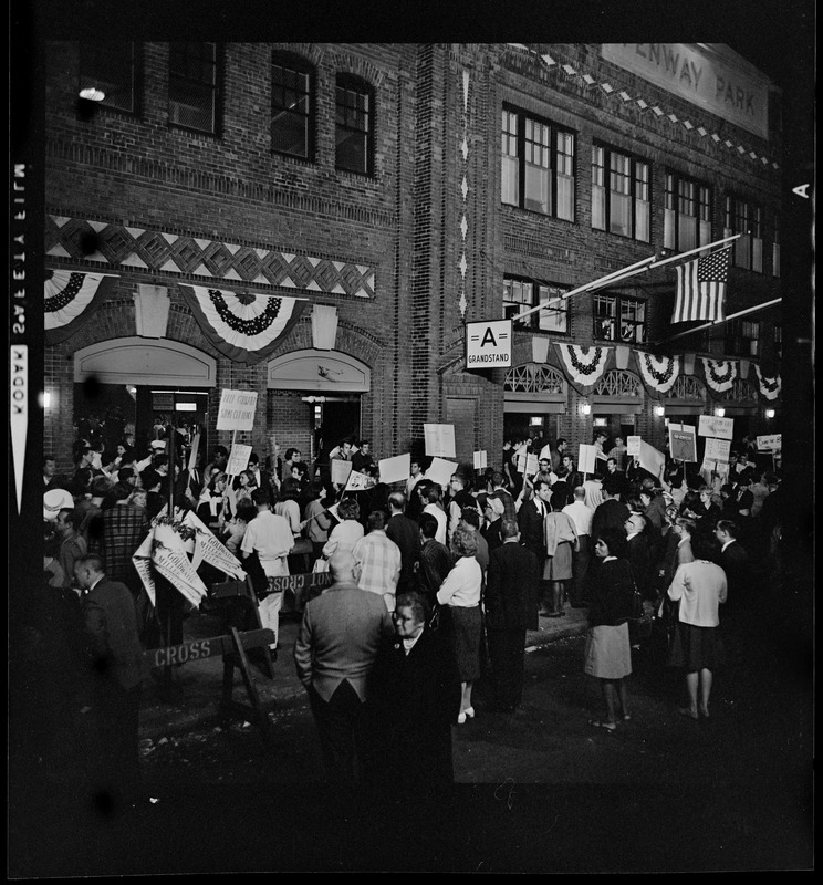 Crowds gathered outside of Grandstand A at Fenway Park for Sen. Barry Goldwater