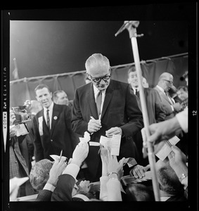 Sen. Barry Goldwater signing autographs at Fenway Park