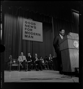 Rev. Ralph D. Abernathy, head of the Southern Christian Leadership Conference, addressing the 61st American Baptist Convention at the War Memorial Auditorium