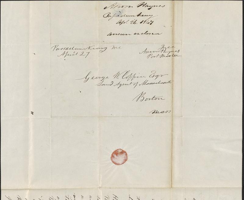 Aaron Haynes to George Coffin, 26 April 1847 - Digital Commonwealth